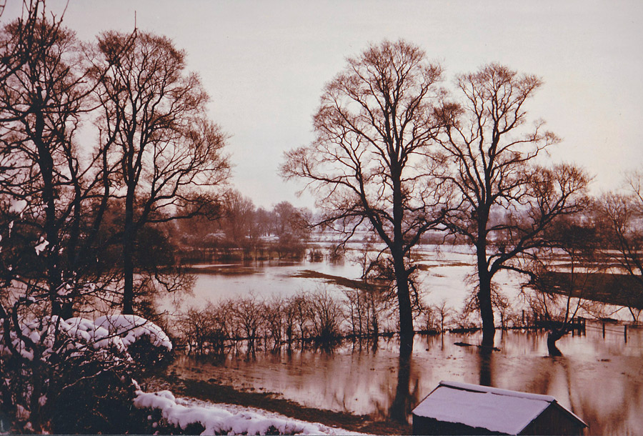 River Weake in flood 1980's