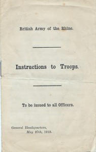 Instructions to troops issued to all officers